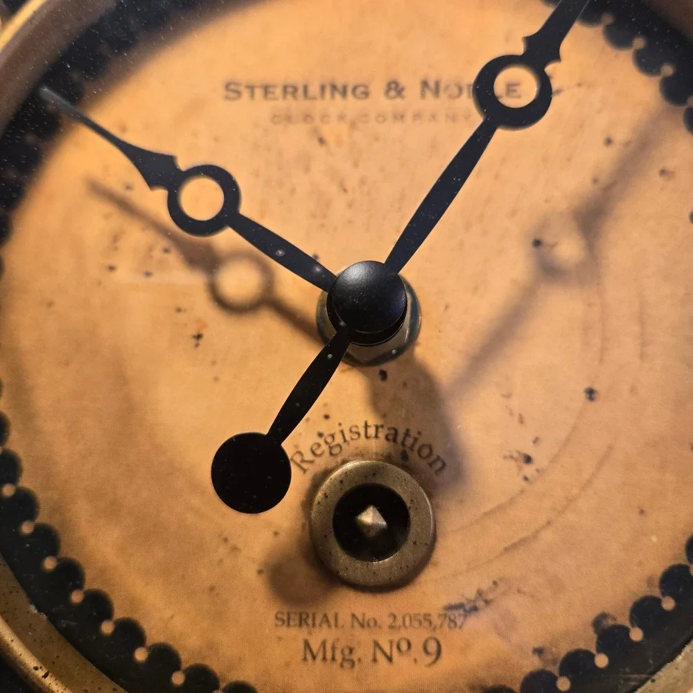 Sterling & Noble Mfg No 9 Wall Clock Black Gold Vintage Industrial Steampunk‎
